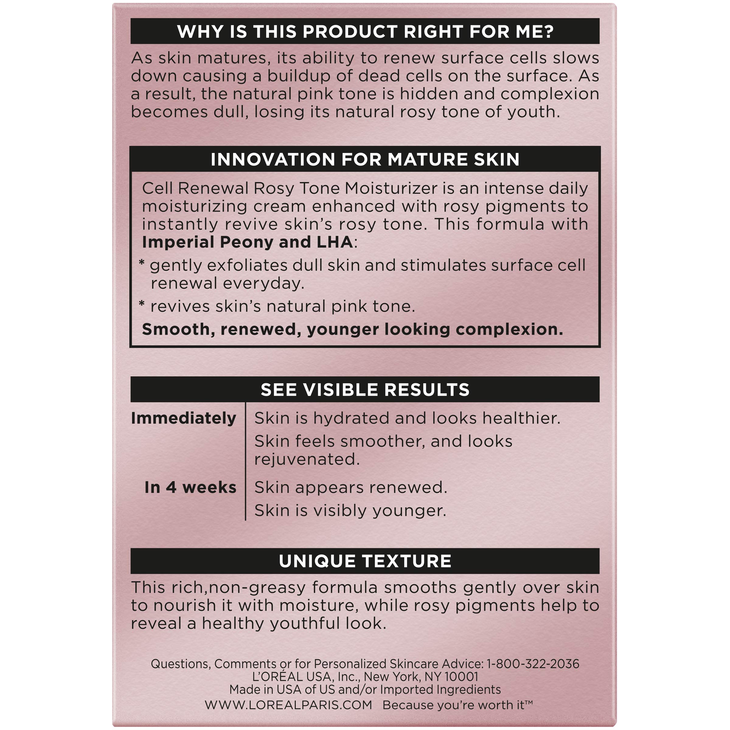 L'Oreal Paris Age Perfect Rosy Tone Anti-Sagging Face Moisturizer, Renew & Revive Healthy Tone, 1.7 oz (Packaging May Vary)