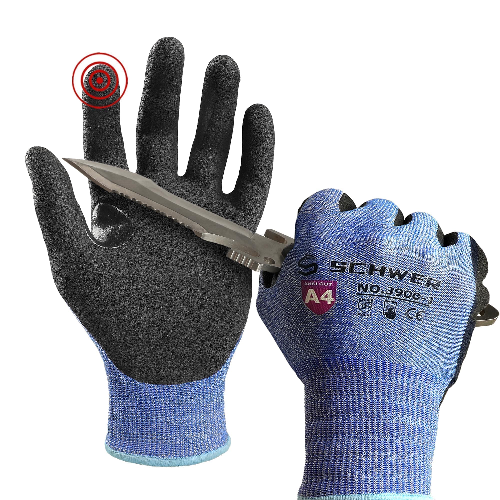 Photo 1 of Schwer A4 AIR-SKIN Cut Resistant Work Gloves AR3900 with Extreme Lightweight & Thin, Grip Gloves for Fishing, Refined Work, Mechanic, Gardening, Touch-Screen, Non-PFAS, 3D-Comfort Fit, 1 Pair, M