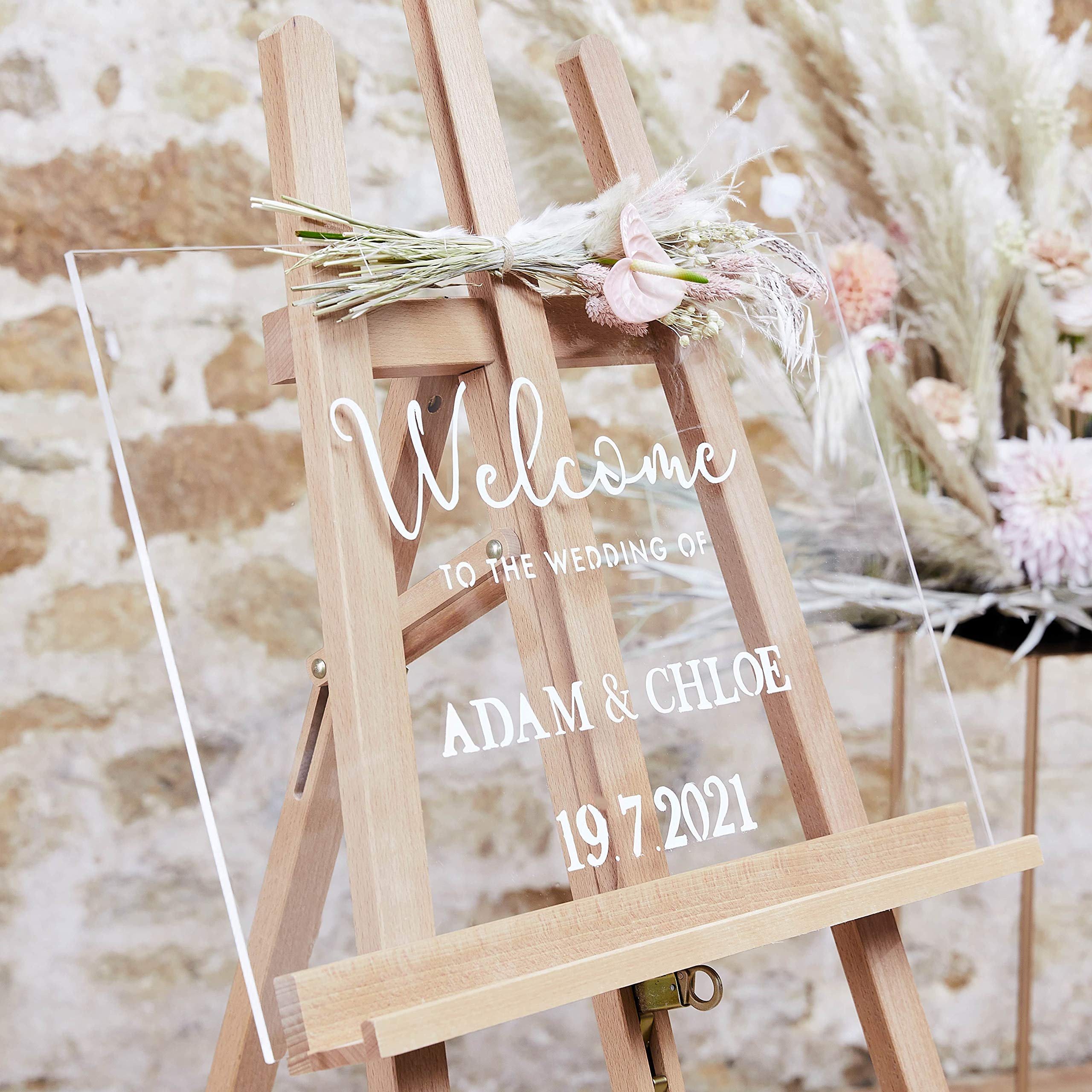 Ginger Ray Clear Acrylic Personalisable Wedding Welcome Entrance Sign Blank Sheet