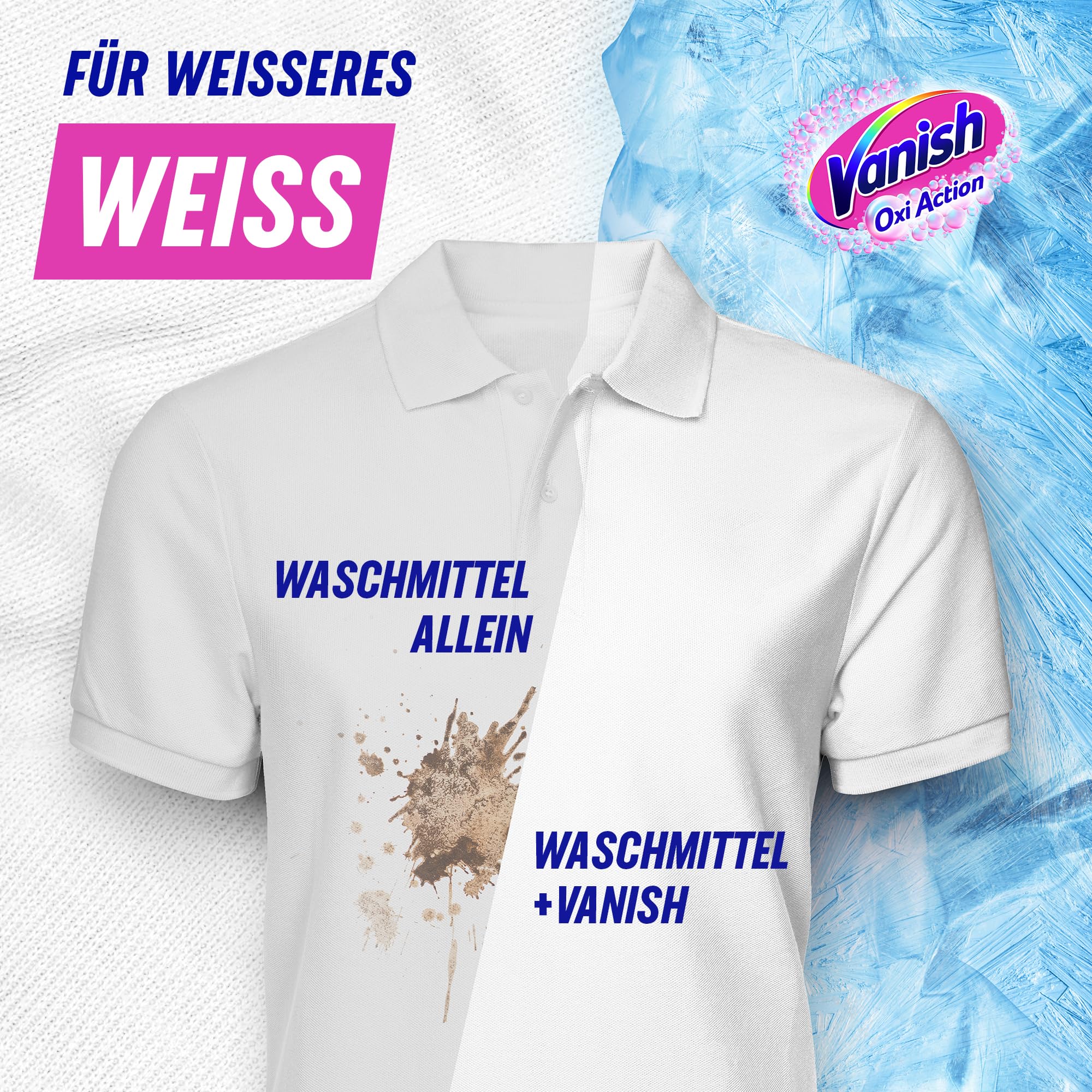 Vanish Oxi Action Powerweiss Pulver – 1 x 1,125 kg – Fleckenentferner und Wäsche-Booster Pulver ohne Chlor – Für weiße Wäsche 4