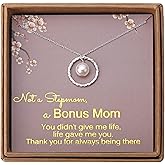 Gifts for Stepmom - Sterling Silver Twisted Eternity Ring with Pearl Bonus Mom Necklace Jewelry Birthday Christmas Mothers Day Gifts with Message Card & Gift Box