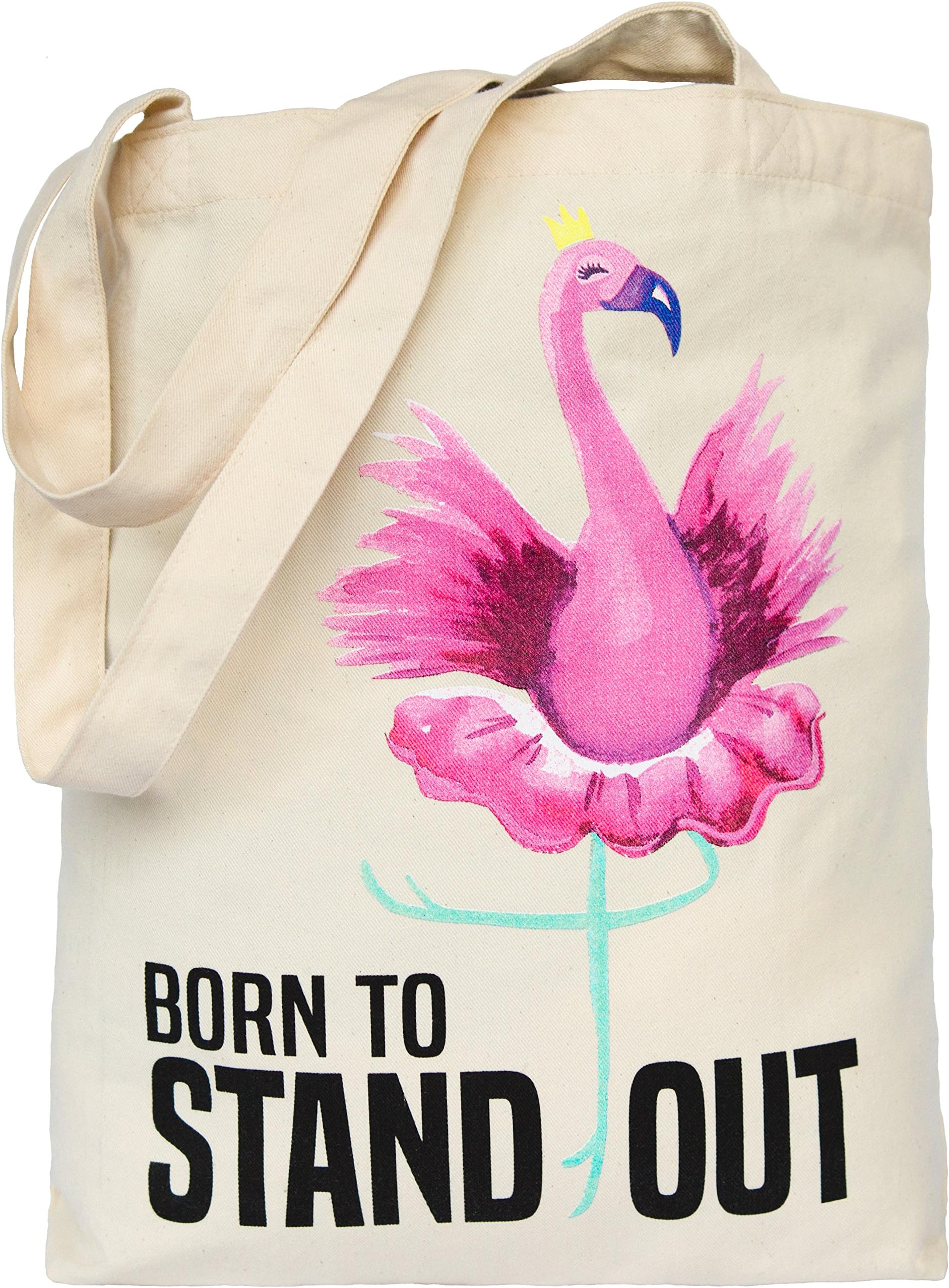 Pink Flamingo Tote Bag Printed Eco Canvas Cotton Handbag for Beach Women Girls Gift