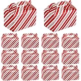 Sabary 24 Pcs Christmas Cookie Boxes Stripe Goodie Paper Candy Treat Box with Handle for Holiday Xmas Presents Party Gift Supplies