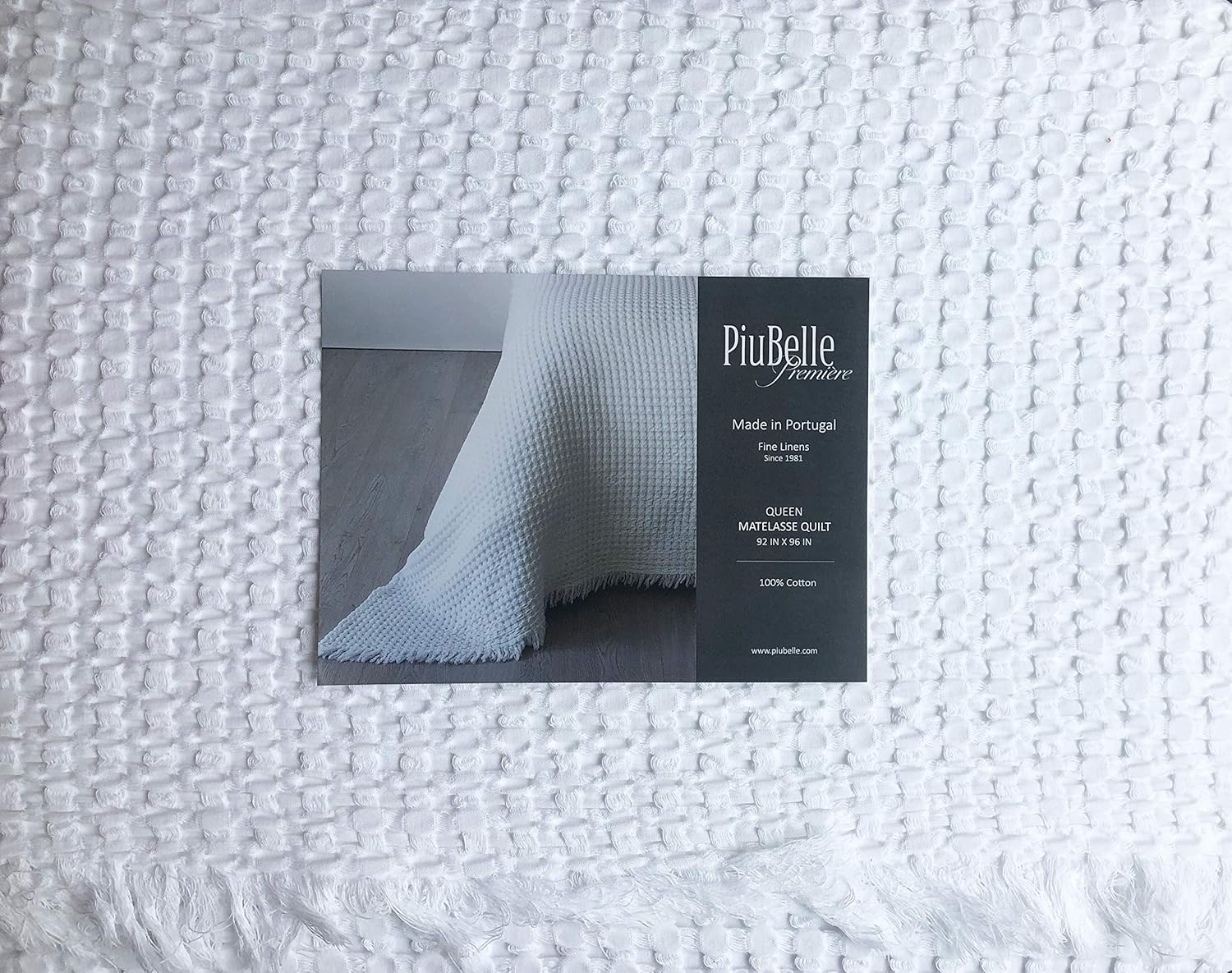 Piu Belle Portugal Solid White Waffle Textured Matelasse Quilt Coverlet