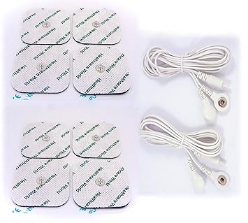 8 Stück Druckknopf Elektroden Pads Mit Verbindungskabel Passend zu TENS - EMS Geräten: Sanitas SEM 42 / 43 / 44 / 50