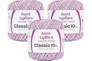 Aunt Lydia's Bulk Buy Crochet Cotton Classic Crochet Thread Size 10 (3-Pack) Shades of Purple 154-26