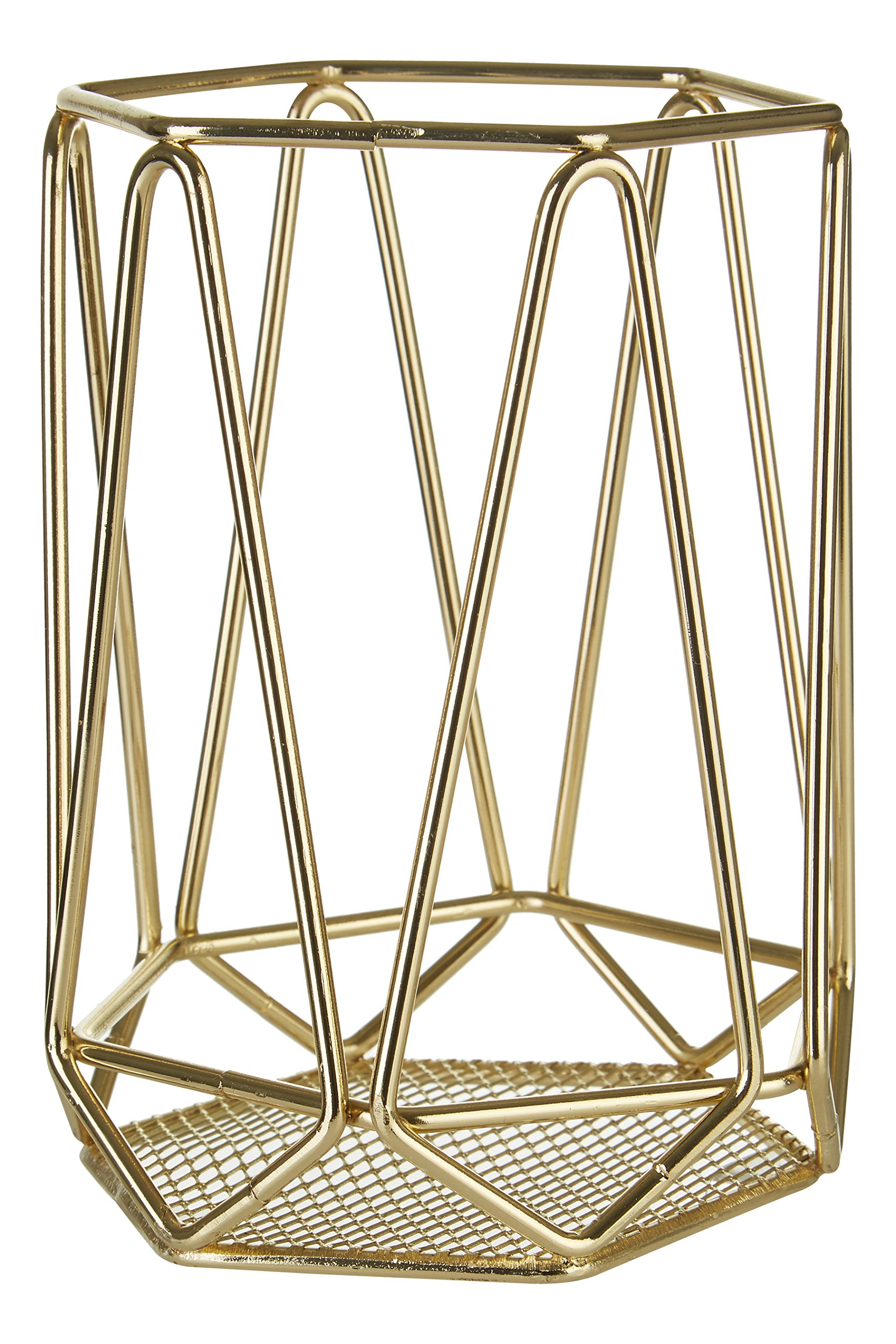 Premier Housewares 507569 Vertex Utensil Holder - Gold Plated, 12 x 12 x 16 cm
