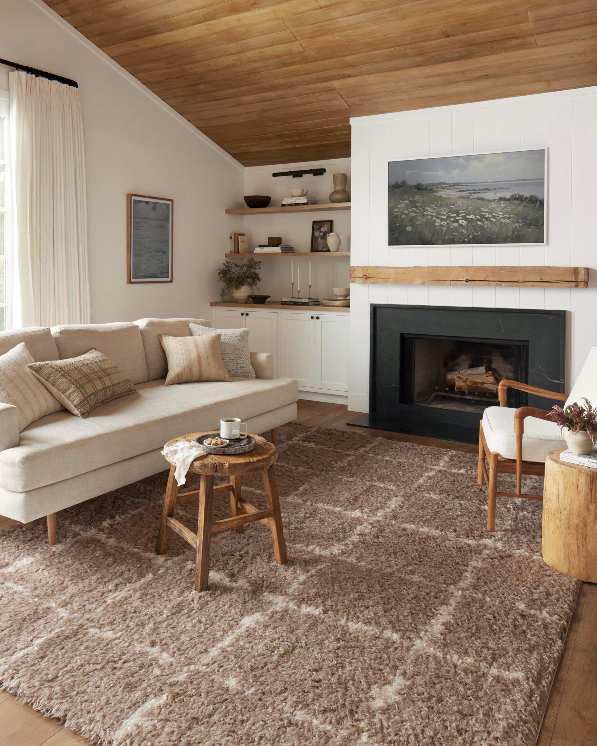 Photo 1 of Loloi Angela Rose Amira Collection, Khaki & Ivory, 7'-10" x 10' Area Rug – Extra Plush Moroccan Rugs for Living Room Bedroom Entryway & Hallway No Shed High Traffic Area Home Decor Rug