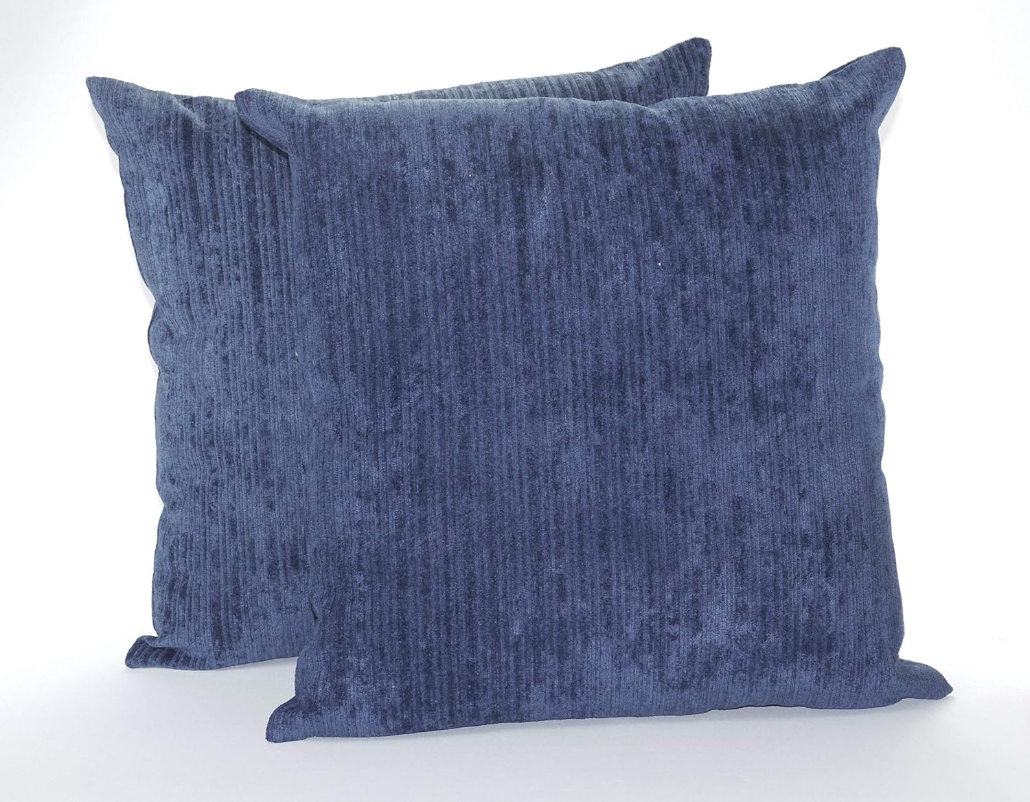 A Pair of 16in x 16in Classic Plain Chenille Cushion Covers Navy Blue