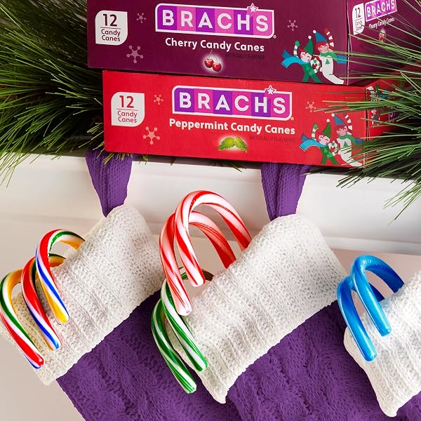 BRACH’S BLUEBERRY CANDY CANES, CHRISTMAS CANDY, HOLIDAY ORNAMENTS, 5.3 OZ BOX, 12 COUNT