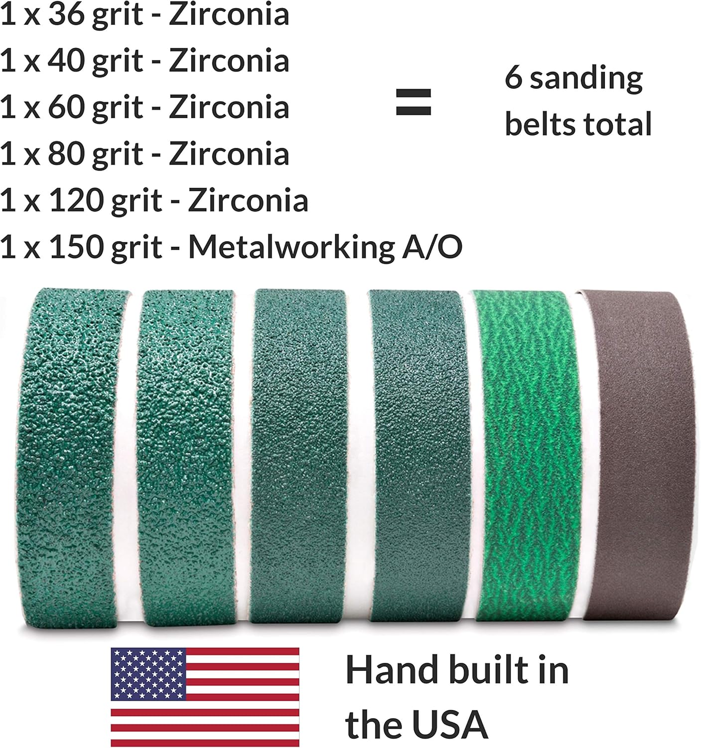 Red Label Abrasives 2 X 42 Inch Knife Sharpening Sanding Belts - Premium Ceramic - Coarse Grits - 6 Pack Assortment - - 