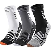 TENYSAF Compression Crew Running Socks: Athletic Socks for Men Women with Cushion,3 Pairs Work Hiking Basketball Sport Socks