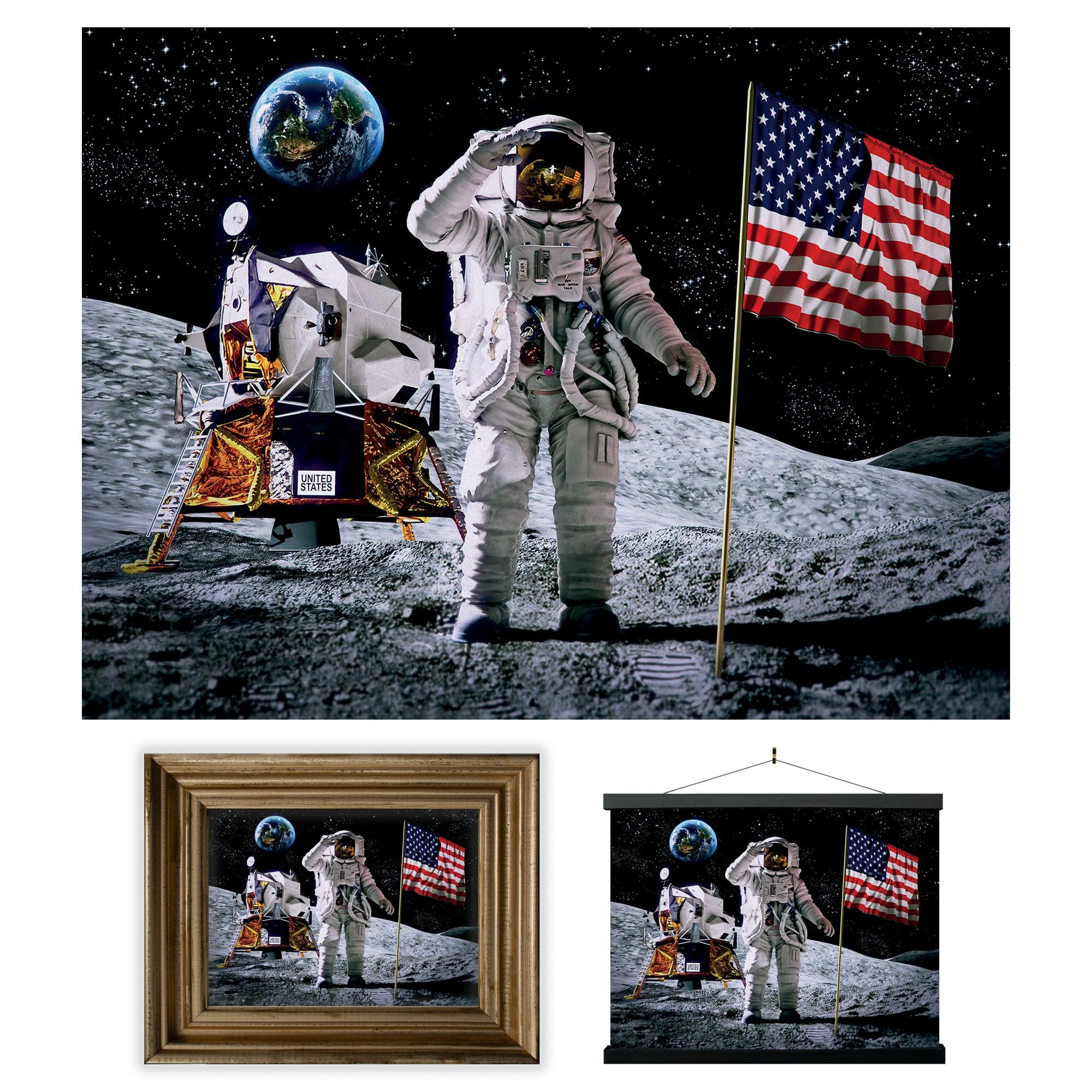 3D LiveLife Lenticular Wall Art Prints - Moon Landing from Deluxebase. Unframed 3D Space Poster. A perfect wall filler. Original artwork licensed from renowned artist, David Penfound
