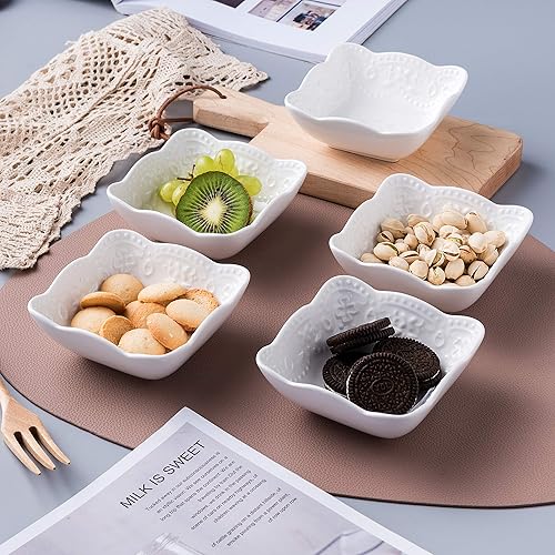 Jusalpha Packs- Porcelain Embossed Square Serving Bowls, Salad