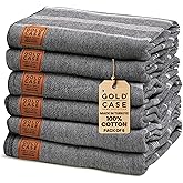 GOLD CASE LYCIA Turkish Beach Towel Set of 6 – 100% Cotton Turkish Beach Towels Bulk 70 x 38'' – LYCIA Oversized, Quick Dry & Sand Free Beach Towel – Lightweight Towels Set in Black