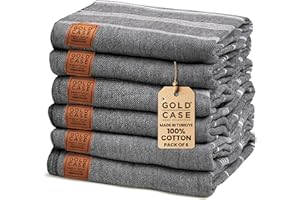GOLD CASE HOME COLLECTION Gold CASE LYCIA Turkish Beach Towel Set of 6 – 100% Cotton Turkish Beach Towels Bulk 70 x 38'' – LYCIA Oversized, Quick Dry & Sand Free Beach Towel – Lightweight Towels Set in Black