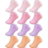 Duufin 12 Pairs Girls Socks Low Cut Athletic Half Cushion Ankle Socks for Girls 4-15 Years Old