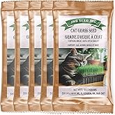 All Natural Cat Grass Seeds (112.5 g Total) 5 Individual Packs | Natural Blend of Wheat, Oats, Rye & Barley – Cat Grass Refil