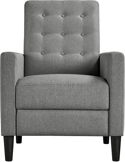 Yaheetech Grey Modern Recliner Chair Adjustable Manual Recliner Fabric Armchair
