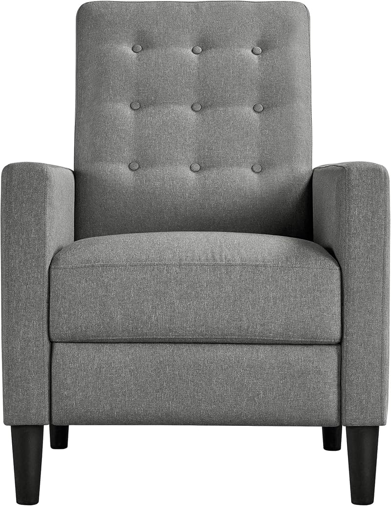 Yaheetech Grey Modern Recliner Chair Adjustable Manual Recliner Fabric Armchair
