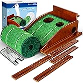 FAFAMESO Golf Putting Mat, Putting Green Indoor with Ball Return - Golf Gifts for Men Christmas, Golf Training Aid for Home Office, Portable Putting Training Mat for Men