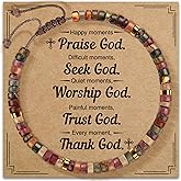 ZOKCC Christian Inspirational Bracelet Gifts for Women: Religious Cross Beads Bracelet Baptism Christmas Day Gifts for Godmother Mom Daughter Sister Friend