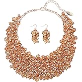 Bocar Fashion Crystal Chunky Collar Statement Necklace Earring Set for Women Gift (NK-10260)