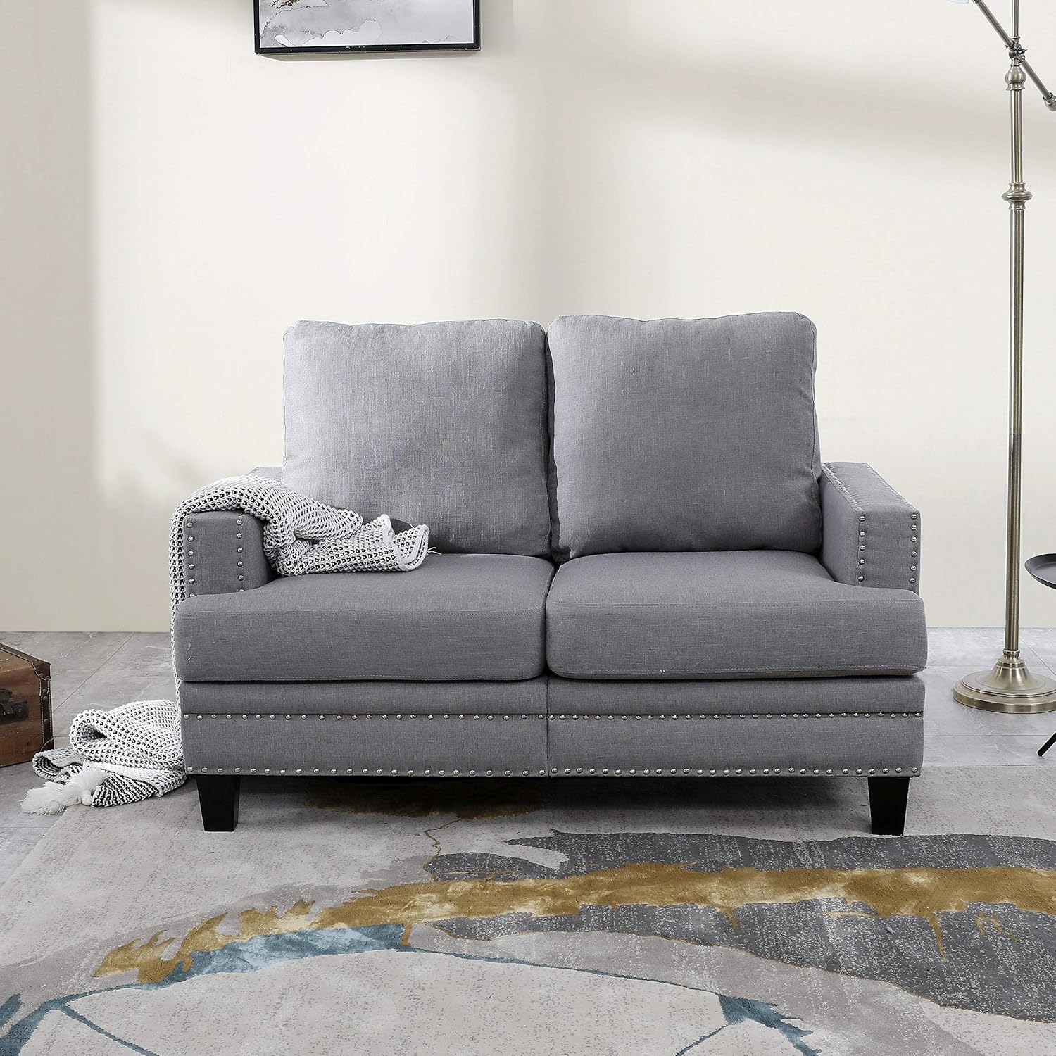 LOKATSE HOME Classic Upholstered 52 Inch Wide Loveseat Sofa