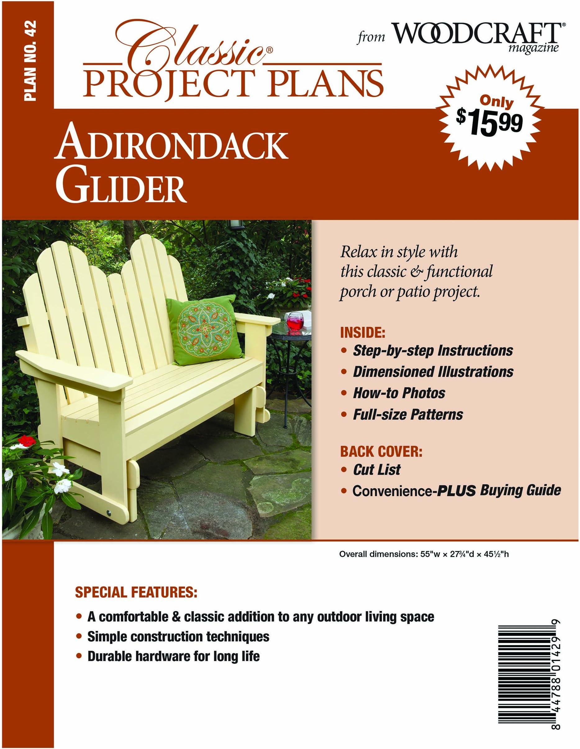 Adirondack Glider - Paper Plan - Material Not Included