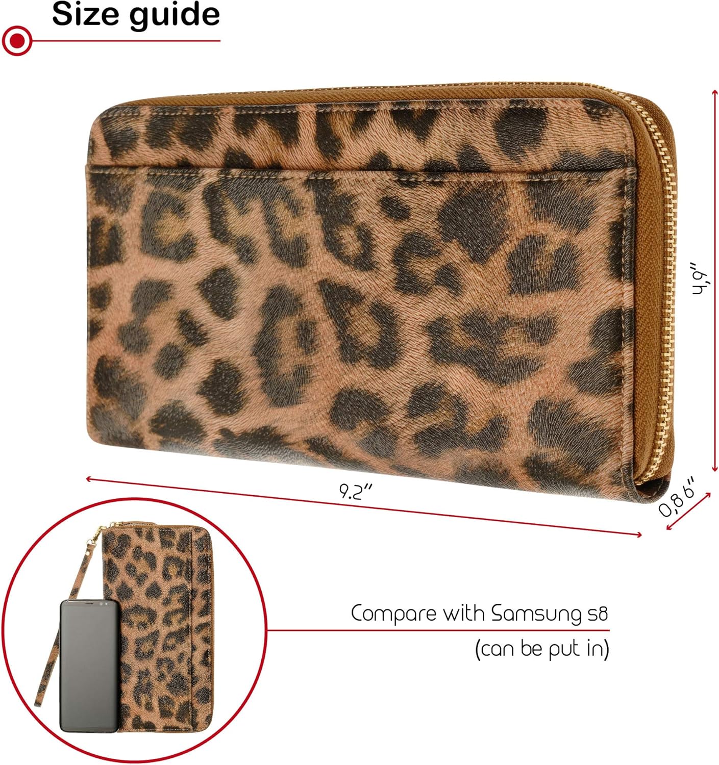  | Womens Passport Wallet Travel RFID Passport Holder for Women Clutch Wristlet Id (Leopard) | Passport Wallets