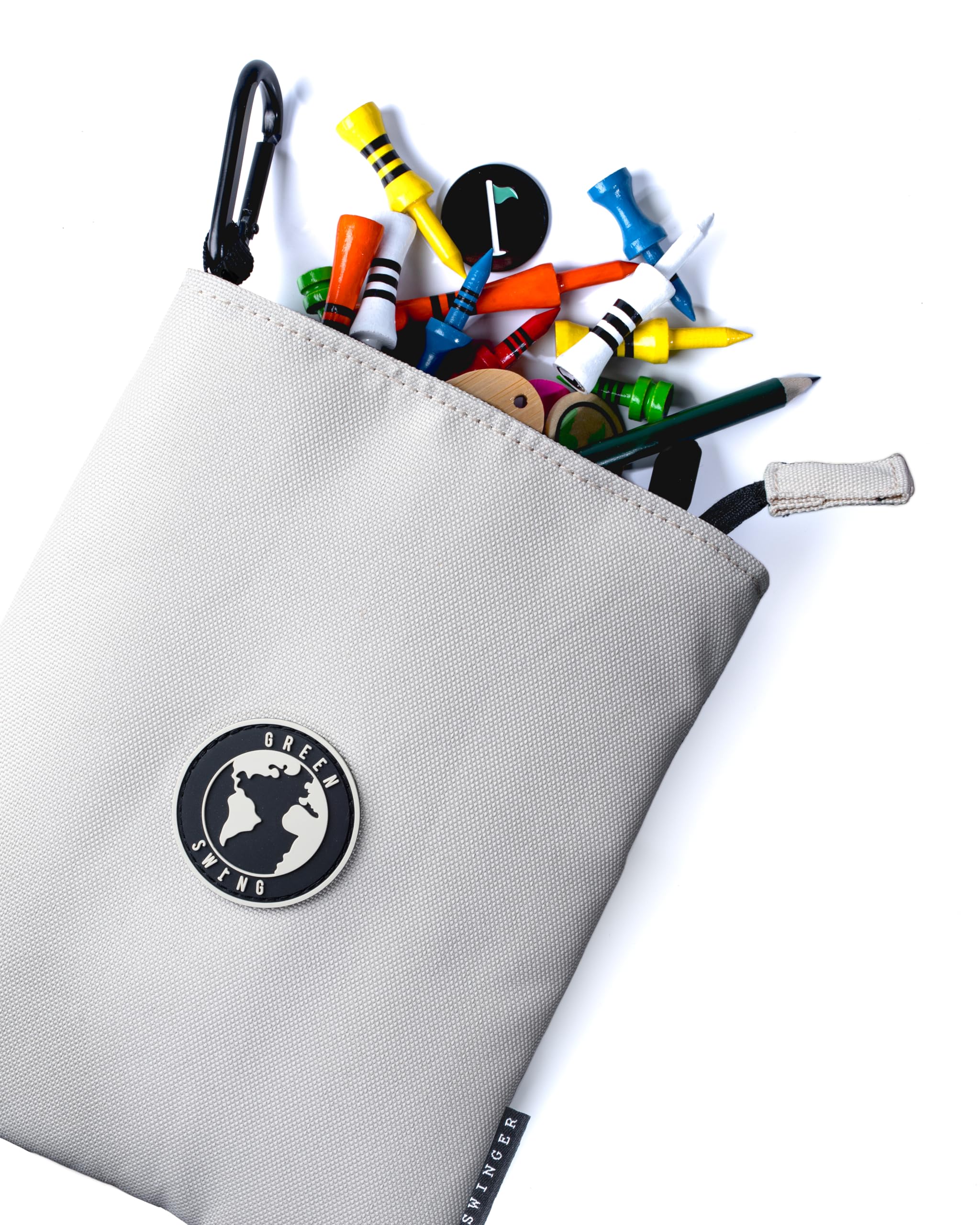 Green Swing Golf Accessory Bag | Golf Tees & Valuables Pouch | On Course Accessories | Choice of Colours (Off-White)