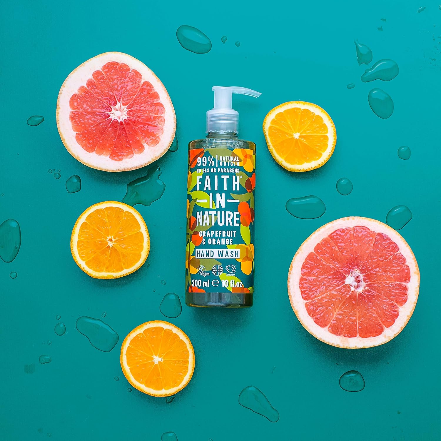 Faith in Nature Natural Grapefruit & Orange Hand Wash, Nourishing Vegan & Cruelty Free, Parabens and SLS Free, 300 ml - Image 3