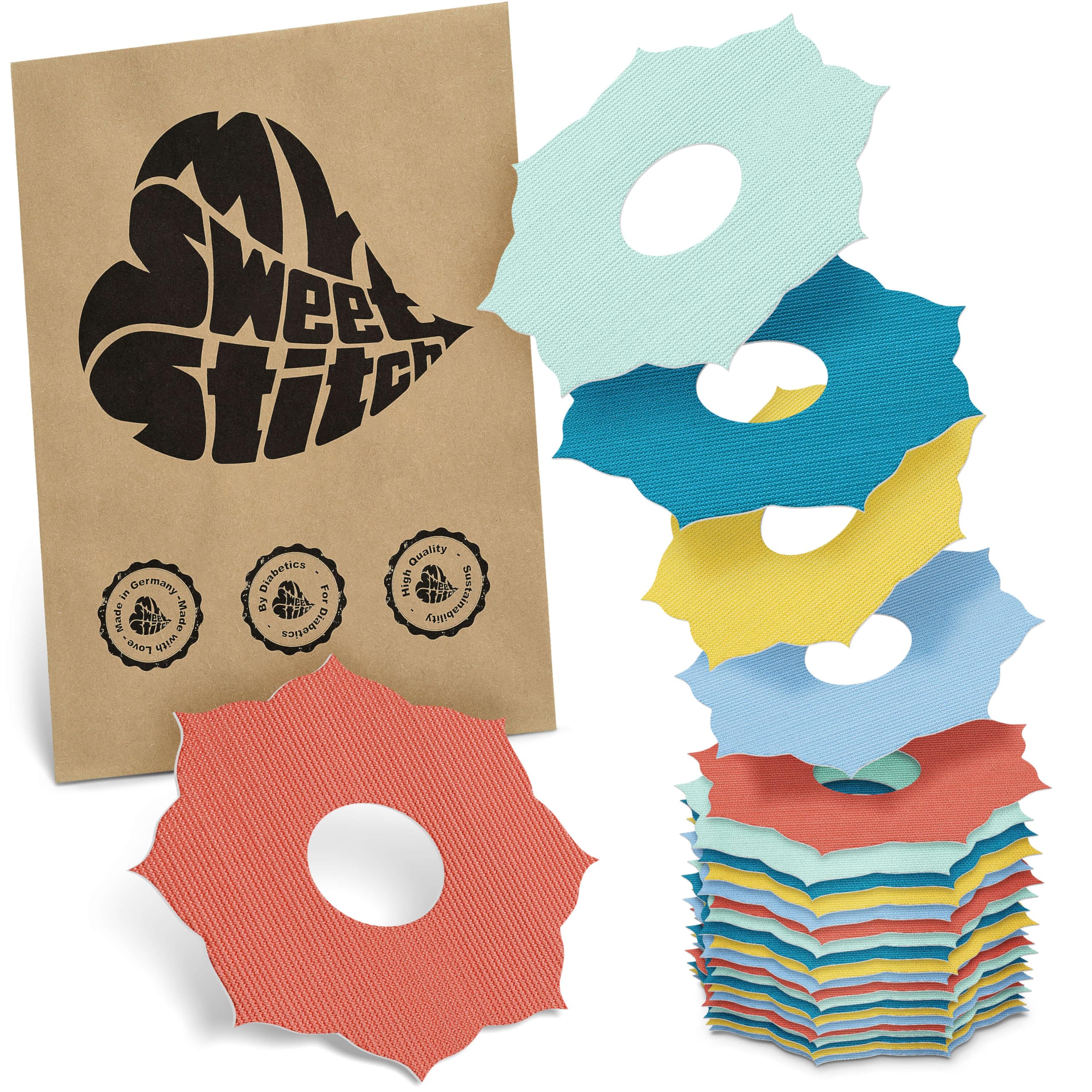 MySweetStitch - 25 x Freestyle Libre 3 Patches Mandala, Overpatch Ø 65mm, Waterproof, Breathable, Skin-Friendly, Made in Germany, Pastel