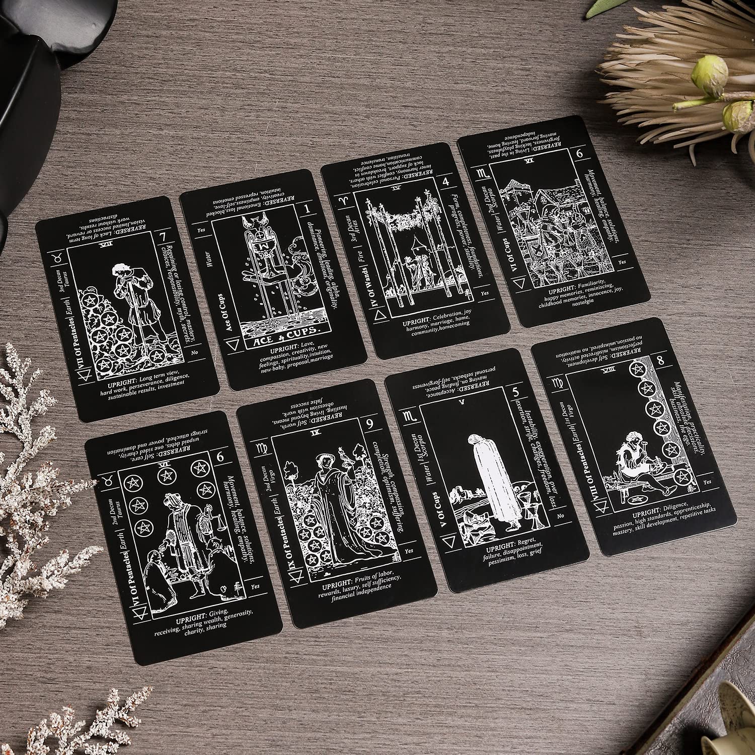 Sincerez Tarot Cards Deck for Beginners with Meanings On Them,Tarot Card with Guidebook (black)