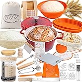 Super All-Inclusive Sourdough Starter Kit with Pot,Sourdough Bread Baking Supplies,4 Banneton Bread Proofing Baskets,Scale,34OZ Sourdough Starter Jar, Bread Making Tools Kit,Perfect Baking Gifts