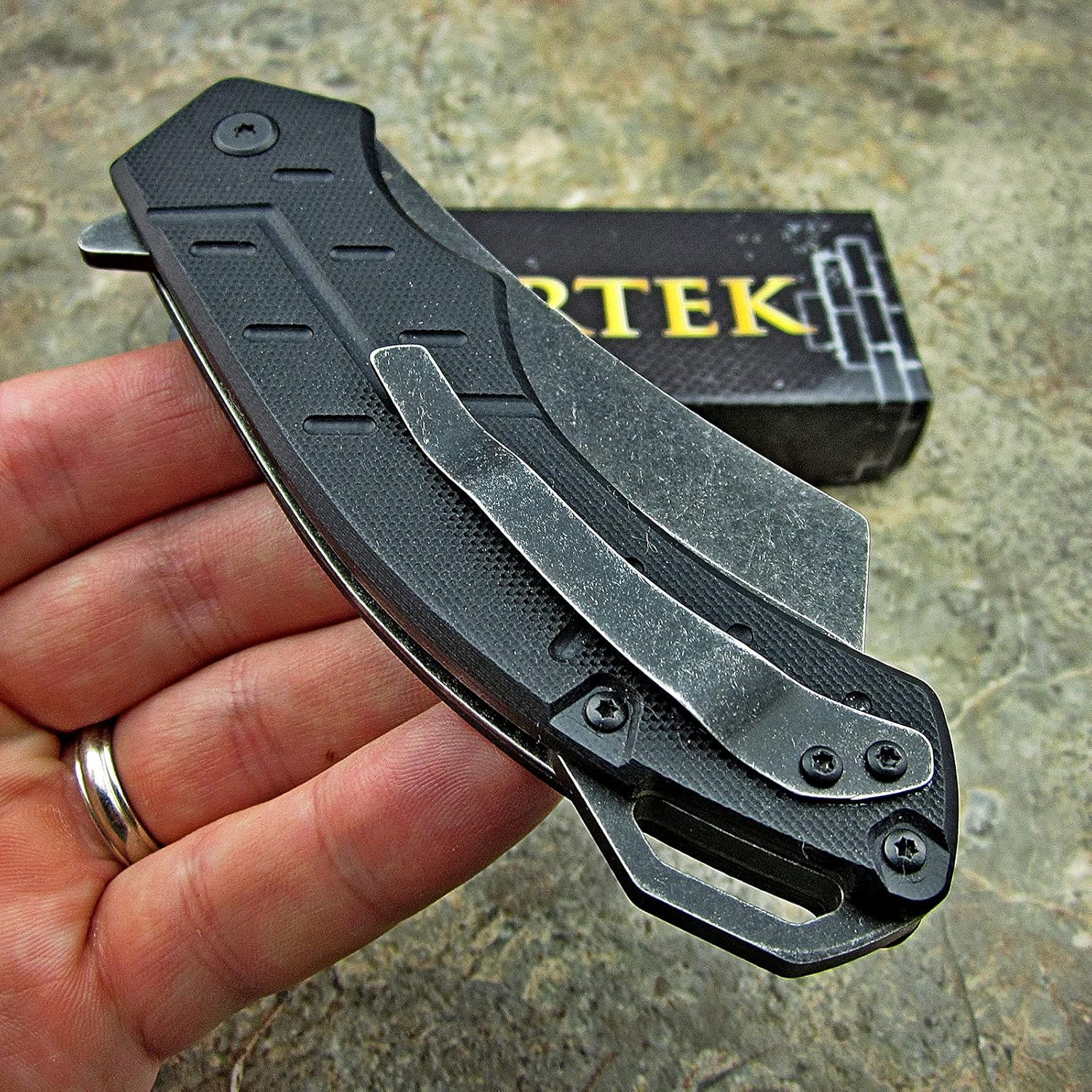 VORTEK Pocket Cleaver Knife: Ball Bearing Pivot, 8Cr13MoV Razor Sharp Cleaver Blade, Ultra Smooth Opening, Non-Slip G10 Handles, Heavy Duty Construction Built Tough: Kitchen & Dining