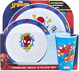 Marvel Spider-Man 3 Piece Kids Tableware Set Plate Bowl Cup Blue view 2