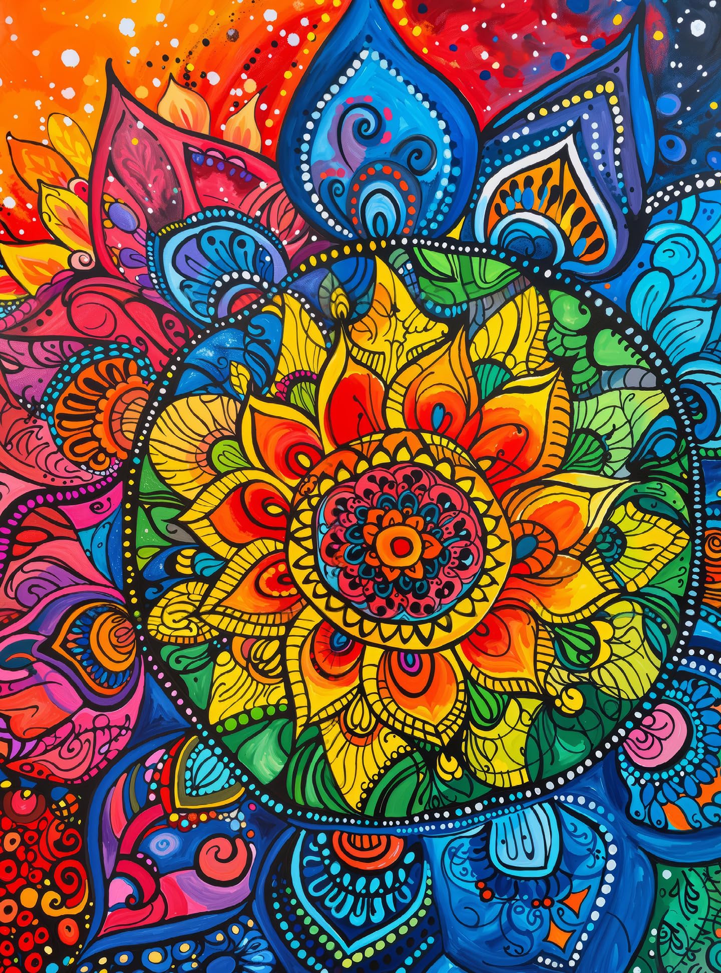 Rainbow Mandala Mirage by Cross & Glory: A Mesmerising 1000 Piece Colourful Jigsaw Puzzle, Premium Quality, 50x70 Centimetres, Perfect for Family Fun