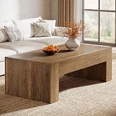 Tribesigns Rectangular Coffee Table for Living Room, 51-Inch Farmhouse Accent Center Cocktail Tea Table with Sturdy Base, Vintage Tea Furniture for Home Reception, Rustic Brown