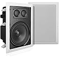 Pyle In-Wall / In-Ceiling Dual 6.5'' Enclosed Speaker Systems, 2-Way Flush Mount Stereo Speakers (Pair),White