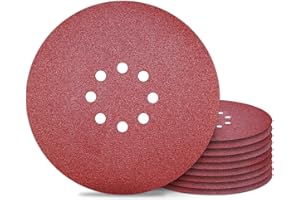 Awutzut 9 inch Sanding Discs 80 Grit 8 Holes Hook and Loop Sandpaper for Drywall Sander 10Pack