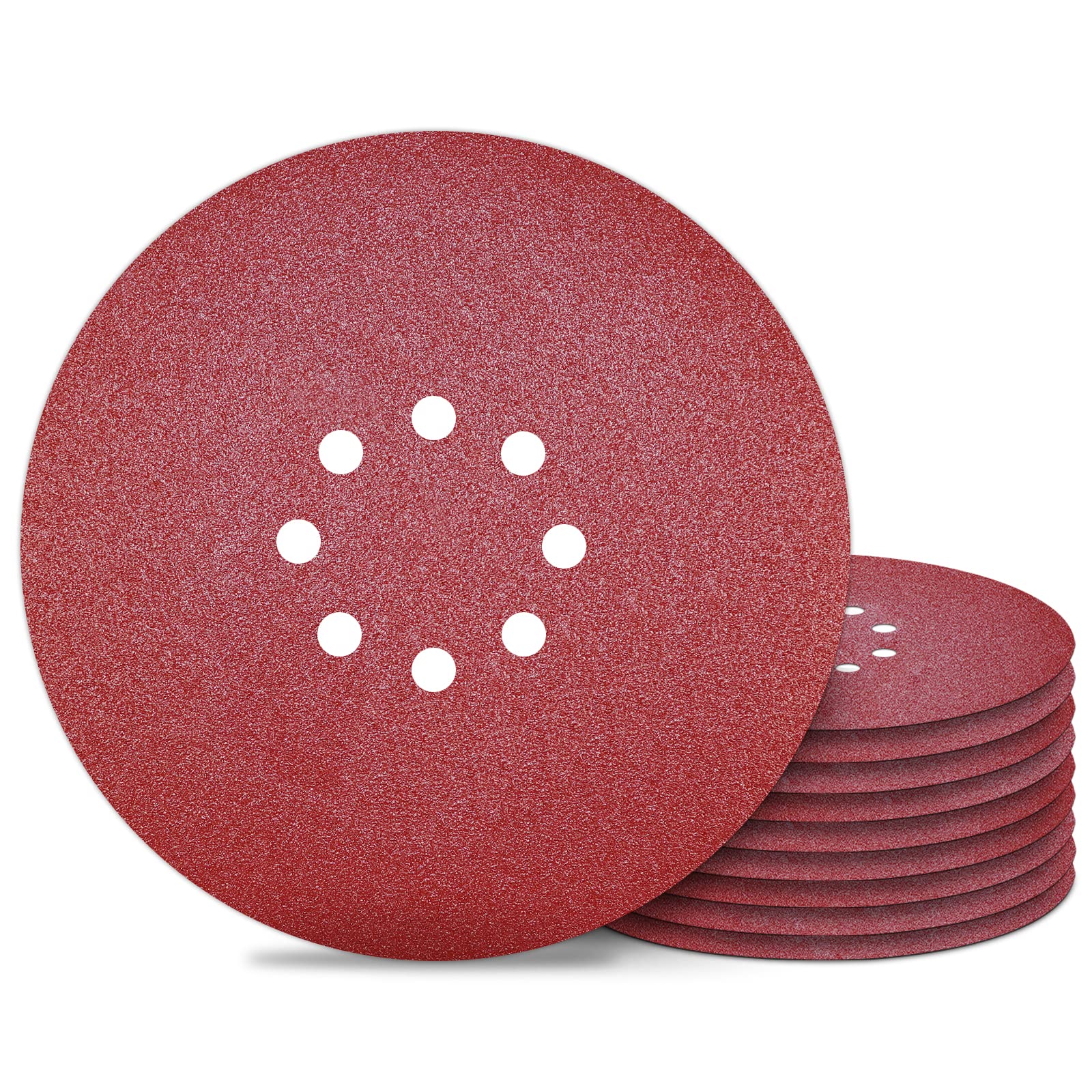 9 inch Sanding Discs 8 Holes 80 Grit Hook and Loop Disc 225mm Sanding Pads 10PCS for Drywall Sander