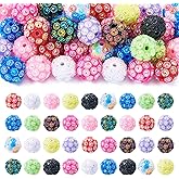 Beadthoven 40pcs Rhinestone Focal Beads for Pens, Fancy Crystal Acrylic Beads Glitter Sparkle Diamond Beads 16mm Chunky Bubblegum Beads for Jewelry Making Keychain Beaded Pens Lanyard DIY Supplies