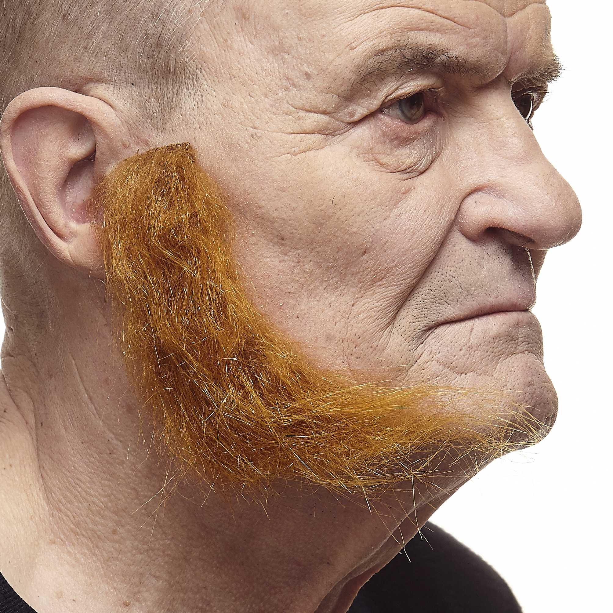 Mustaches Self Adhesive, Novelty, Realistic, L Shaped Fake Mutton Chops Sideburns, Ginger Color