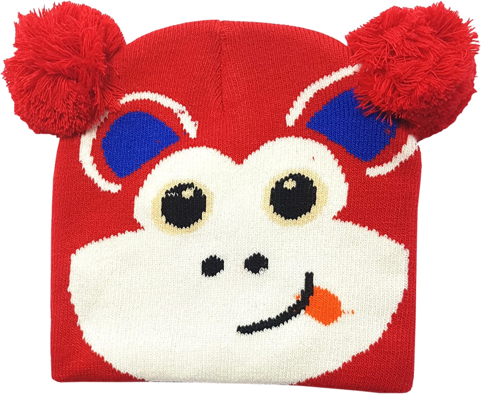 Raintopia Children's Monkey Beanie Hat with Pom Poms Winter Warm Acrylic
