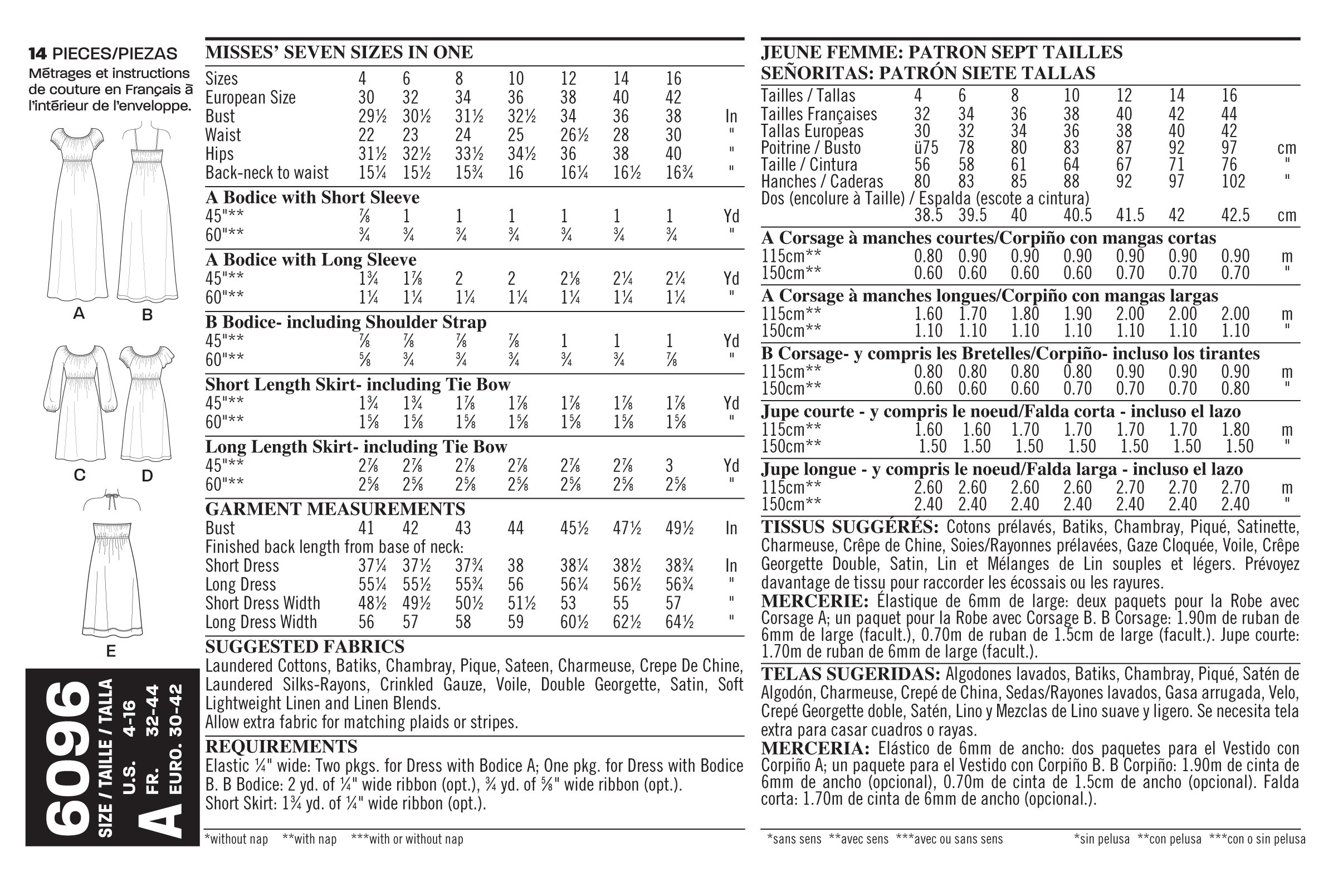 Simplicity New Look Pattern 6096 Misses Dresses with Length and Sleeve Variations Sizes 4-6-8-10-12-14-16