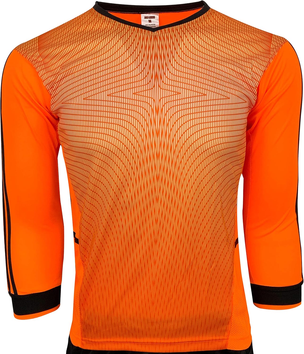 Just 4 Kicks Goalkeeper Jersey, (Orange, Neon and Blue) Padded Elbow Goalie Shirt for Kids and Adults: Clothing