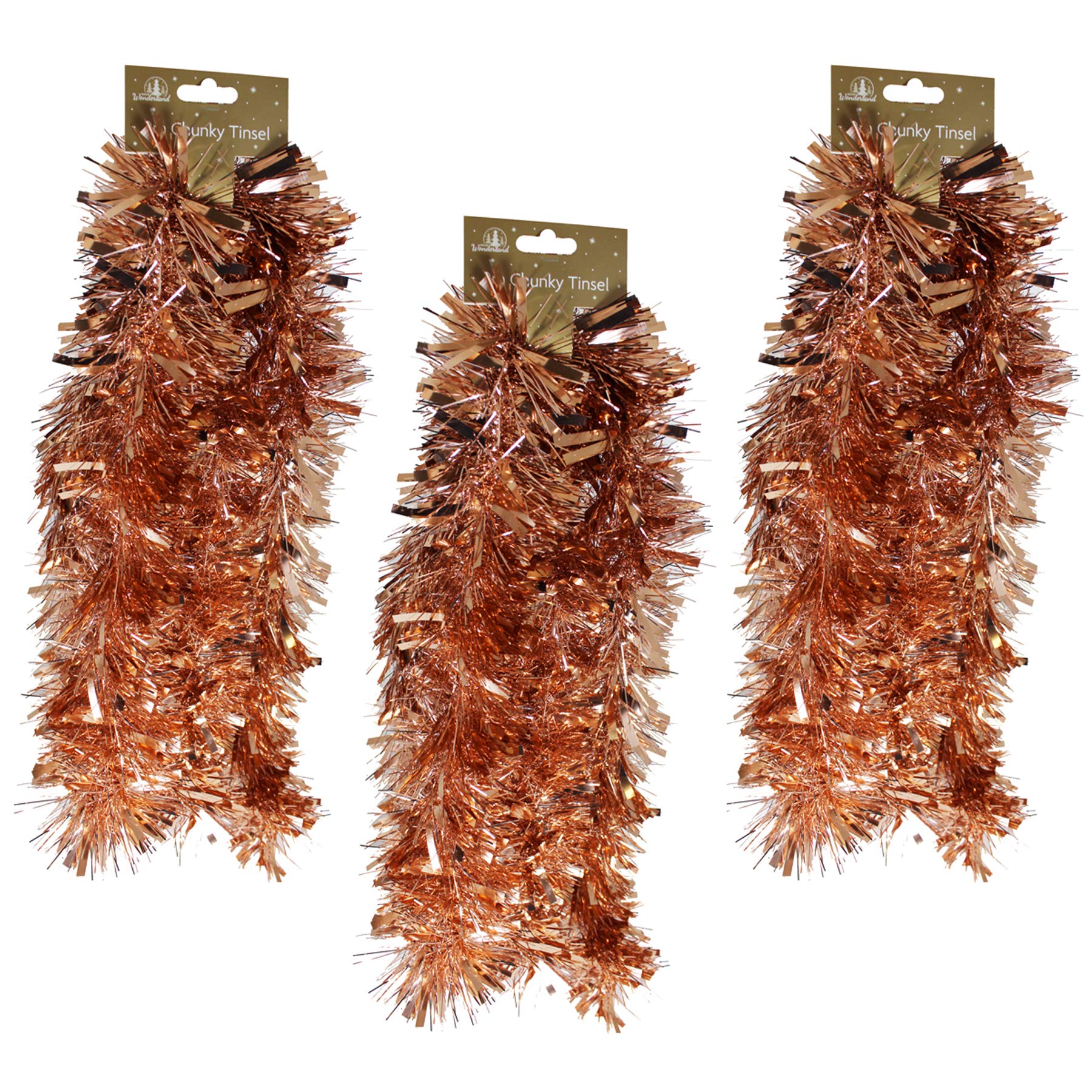 Widdle Gifts 6 Metre Rose Gold Tinsel Christmas Tree Room Decoration - 3 x 2m lengths