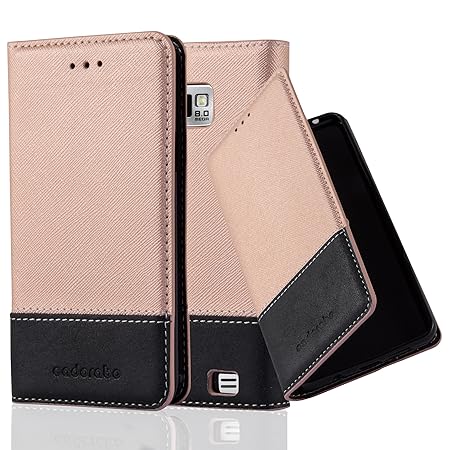 Cadorabo Hülle für Samsung Galaxy S2 / S2 Plus - Hülle in Rose Gold SCHWARZ – Handyhülle mit Standfunktion und Kartenfach aus