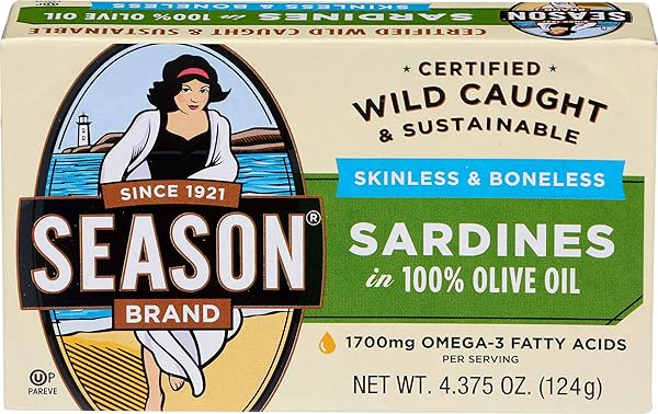 SEASON, SARDINES IN OLIVE OIL OMEGA 3, 4.38...